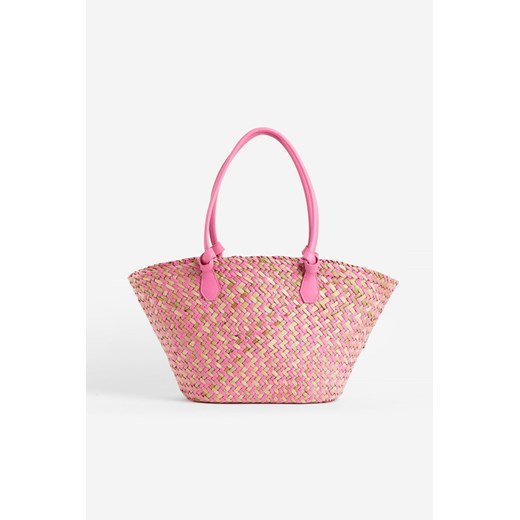H & M - Słomkowa torba shopper - Różowy ze sklepu H&M w kategorii Torby letnie - zdjęcie 172126288