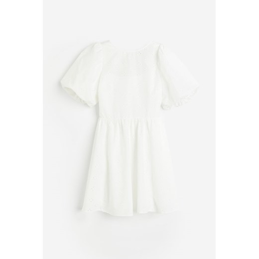 H & M - Sukienka z bufiastym rękawem - Biały H & M L H&M