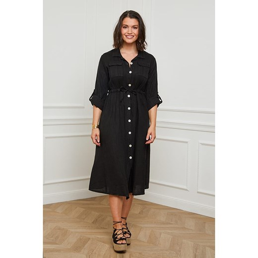 Curvy Lady Lniana sukienka w kolorze czarnym Curvy Lady 44/46 promocja Limango Polska