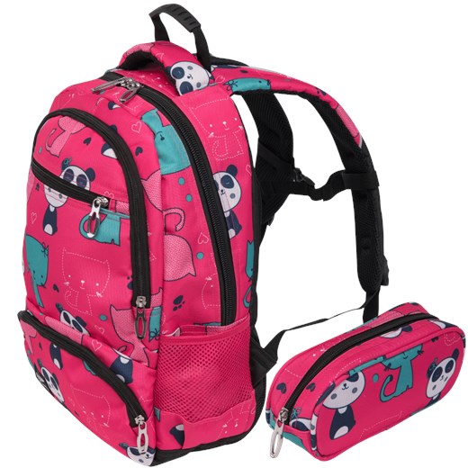 Plecak szkolny dziecięcy PANDA PINK + piórnik GRATIS ze sklepu WINGS w kategorii Plecaki dla dzieci - zdjęcie 172128055