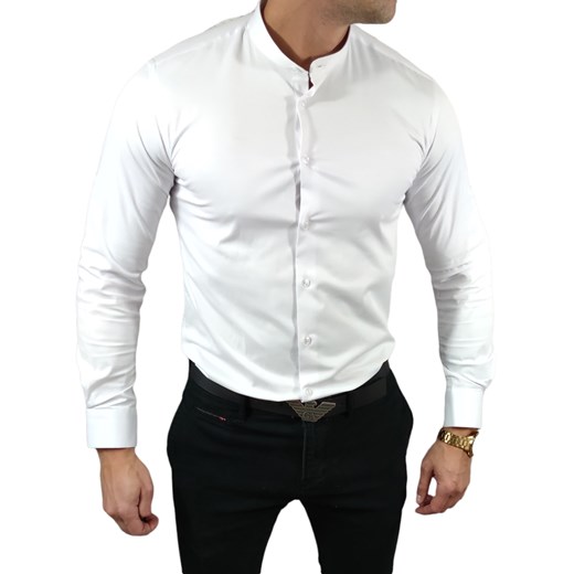Koszula elegancka  ze stójką slim fit  biała ESP013   DM Espada Men’s Wear L Moda Męska