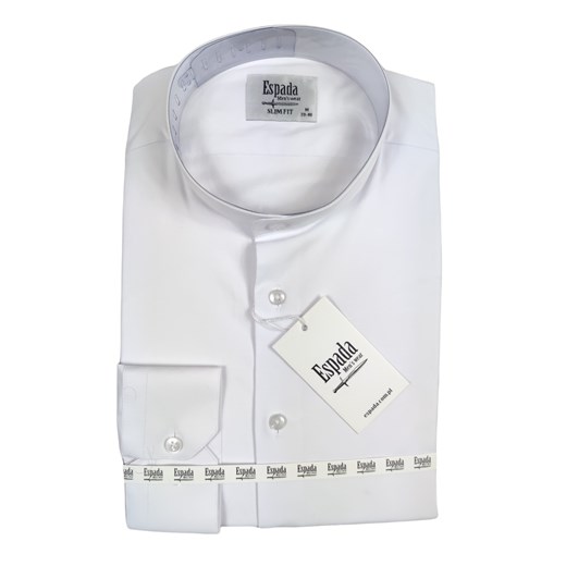 Koszula elegancka  ze stójką slim fit  biała ESP013   DM Espada Men’s Wear 3XL Moda Męska