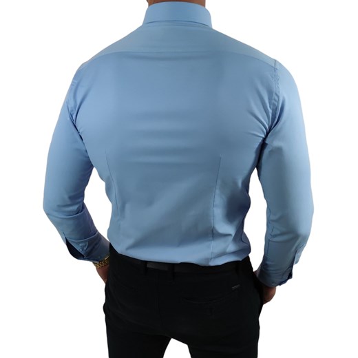 Klasyczna elegancka koszula slim fit ciemny błękit ESP06    DM Espada Men’s Wear S Moda Męska