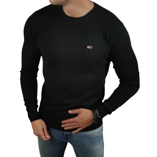 Sweter męski  czarny Tommy Jeans DM0DM07191 BDS BLACK DM ze sklepu Moda Męska w kategorii Swetry męskie - zdjęcie 172129676