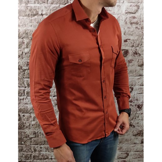 Koszula casualowa slim fit z kieszonkami  pomarańczowa ESP014  DM Espada Men’s Wear L Moda Męska