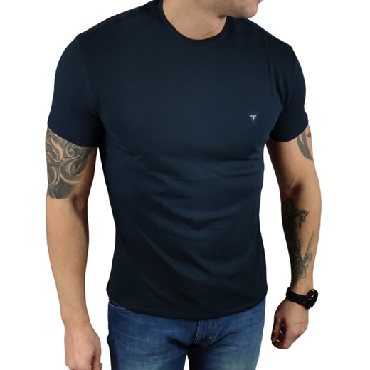 T-shirt Guess  granatowy C-neck Super Slim Fit M84I73J1300-G720 Navy Elastane  DM ze sklepu Moda Męska w kategorii T-shirty męskie - zdjęcie 172129745