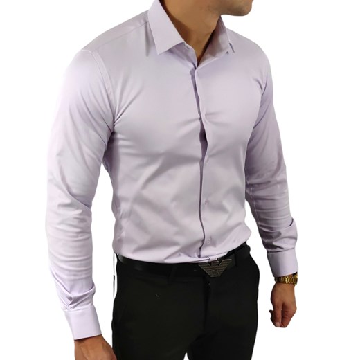 Klasyczna  koszula slim fit  kolor wrzosowy elegancka ESP06   DM ze sklepu Moda Męska w kategorii Koszule męskie - zdjęcie 172129806