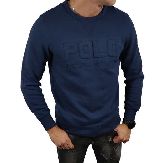 Bluza Ralph Lauren duże wytłaczane logo niebieska DM ze sklepu Moda Męska w kategorii Bluzy męskie - zdjęcie 172129835