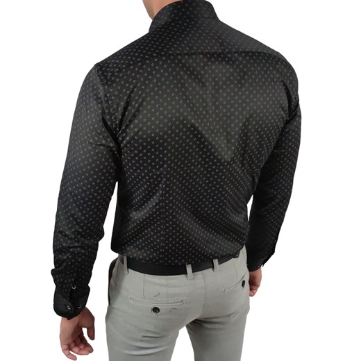 Koszula  slim fit   czarna drobny wzorek   ESP015    DM Espada Men’s Wear XL Moda Męska