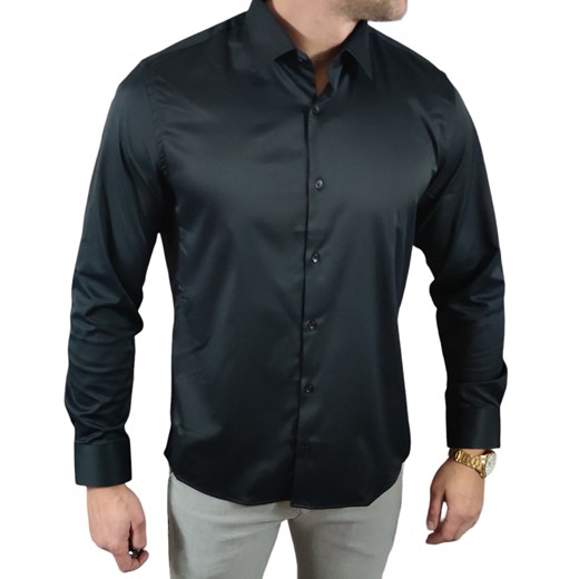 Klasyczna  koszula krój regular  czarna elegancka ESP025 DM Espada Men’s Wear XXL Moda Męska