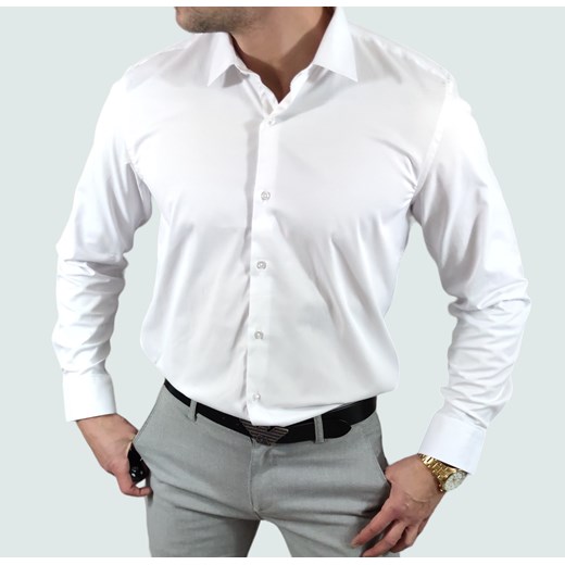 Klasyczna  koszula krój regular  biała ESP025  DM Espada Men’s Wear XL Moda Męska