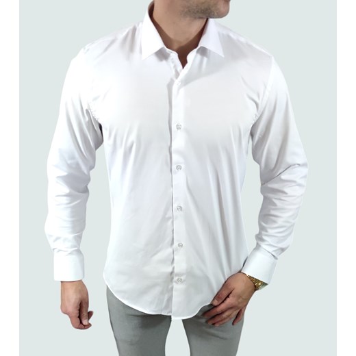 Klasyczna  koszula krój regular  biała ESP025  DM Espada Men’s Wear XXL Moda Męska