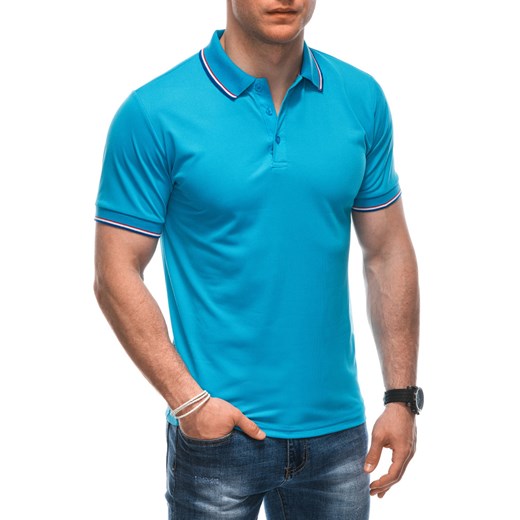 Koszulka męska Polo bez nadruku 1932S - niebieski Edoti M Edoti