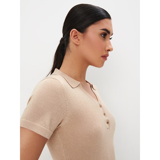 Mohito - Beżowa bluzka z metaliczną nicią - sand ze sklepu Mohito w kategorii Bluzki damskie - zdjęcie 172131508
