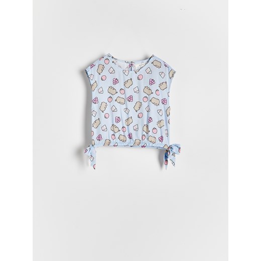 Reserved - Wzorzysty t-shirt Pusheen - jasnoniebieski Reserved 128 (7-8 lat) Reserved