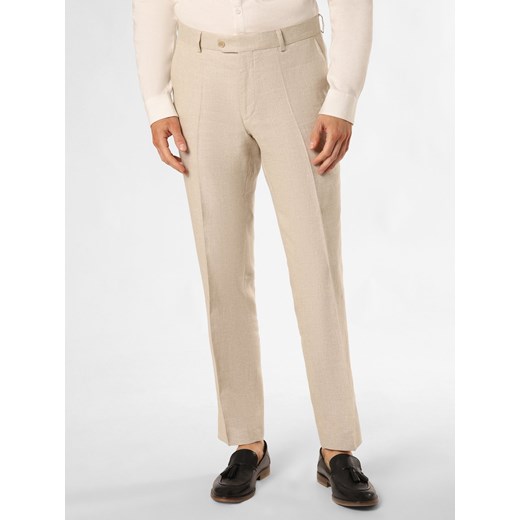 Carl Gross Spodnie z zawartością lnu - Shiver-G Mężczyźni Modern Fit beżowy wypukły wzór tkaniny ze sklepu vangraaf w kategorii Spodnie męskie - zdjęcie 172132998