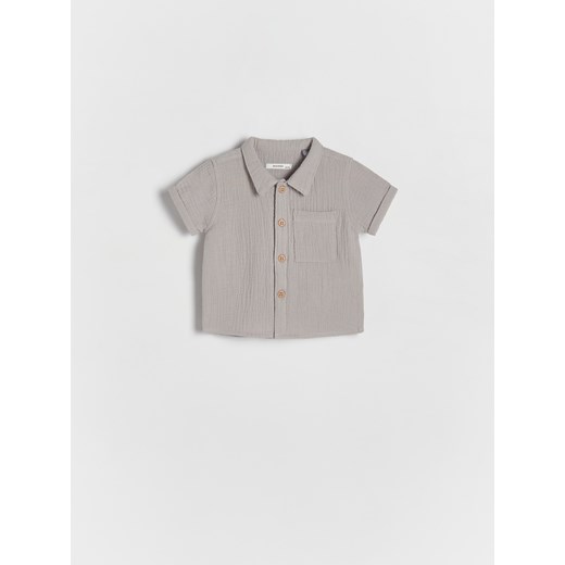 Reserved - Koszula z bawełnianego muślinu - jasnoszary ze sklepu Reserved w kategorii Odzież dla niemowląt - zdjęcie 172134896
