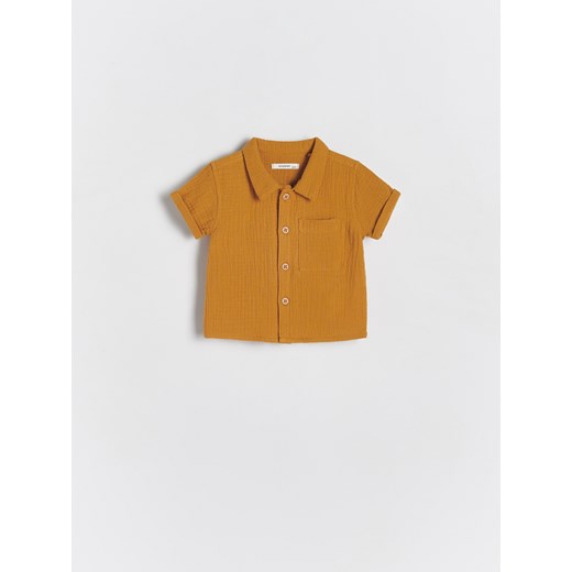 Reserved - Koszula z bawełnianego muślinu - brązowy ze sklepu Reserved w kategorii Odzież dla niemowląt - zdjęcie 172134899