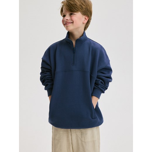 Reserved - Bawełniana bluza oversize - granatowy ze sklepu Reserved w kategorii Bluzy chłopięce - zdjęcie 172135095