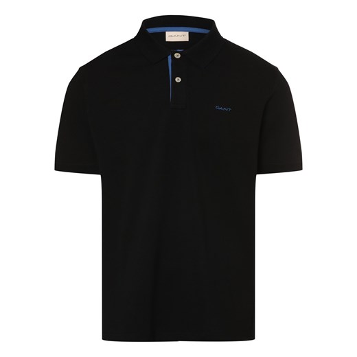 Gant Męska koszulka polo Mężczyźni Bawełna czarny jednolity ze sklepu vangraaf w kategorii T-shirty męskie - zdjęcie 172136506