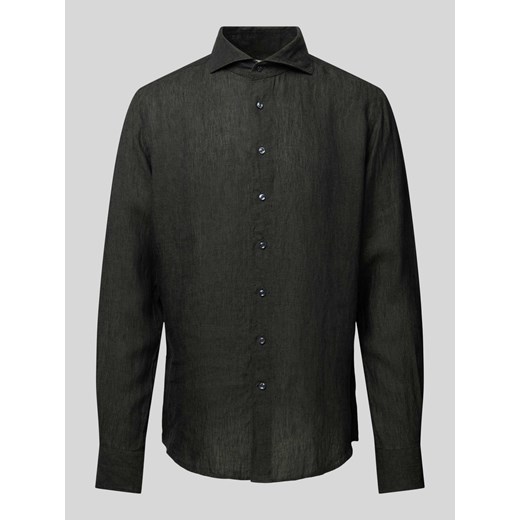 Koszula lniana o kroju slim fit z kołnierzykiem typu cutaway ze sklepu Peek&Cloppenburg  w kategorii Koszule męskie - zdjęcie 172137187