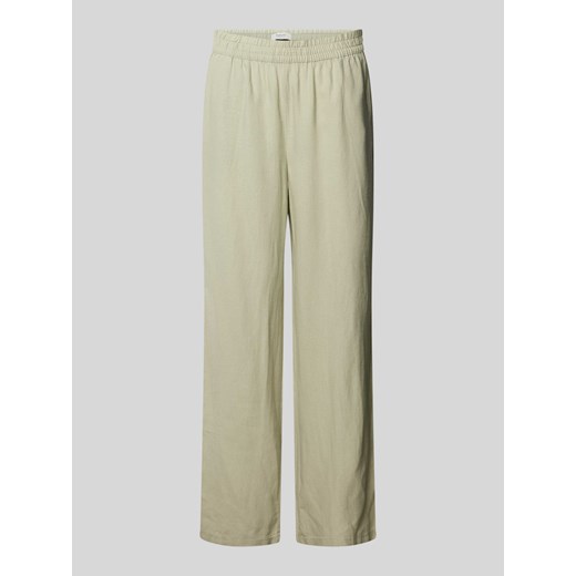 Spodnie lniane w jednolitym kolorze ze sklepu Peek&Cloppenburg  w kategorii Spodnie damskie - zdjęcie 172137287