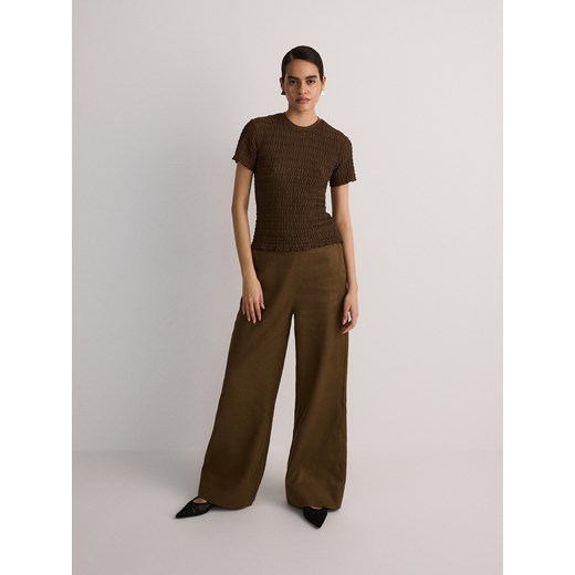 Reserved - Spodnie lniane - brązowy ze sklepu Reserved w kategorii Spodnie damskie - zdjęcie 172140017