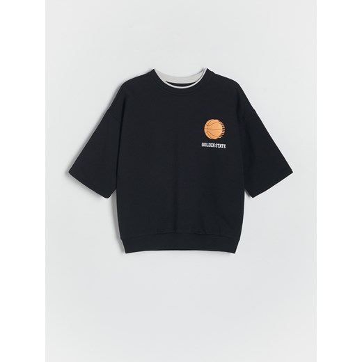 Reserved - Bluza oversize z nadrukiem - czarny ze sklepu Reserved w kategorii Bluzy chłopięce - zdjęcie 172140105