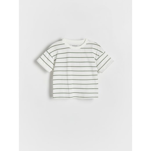 Reserved - Bawełniany t-shirt w paski - złamana biel ze sklepu Reserved w kategorii Koszulki niemowlęce - zdjęcie 172140275
