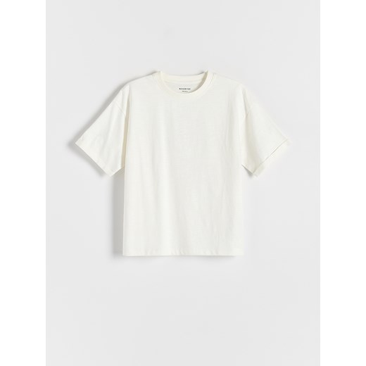 Reserved - T-shirt oversize z nadrukiem - złamana biel ze sklepu Reserved w kategorii T-shirty chłopięce - zdjęcie 172140849