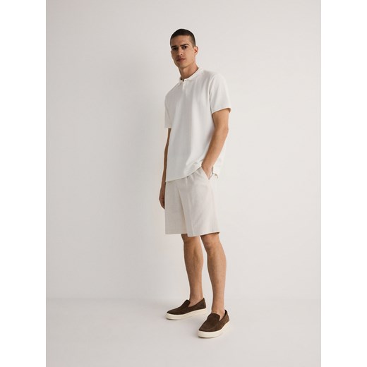 Reserved - Koszulka polo regular fit - biały ze sklepu Reserved w kategorii T-shirty męskie - zdjęcie 172140949