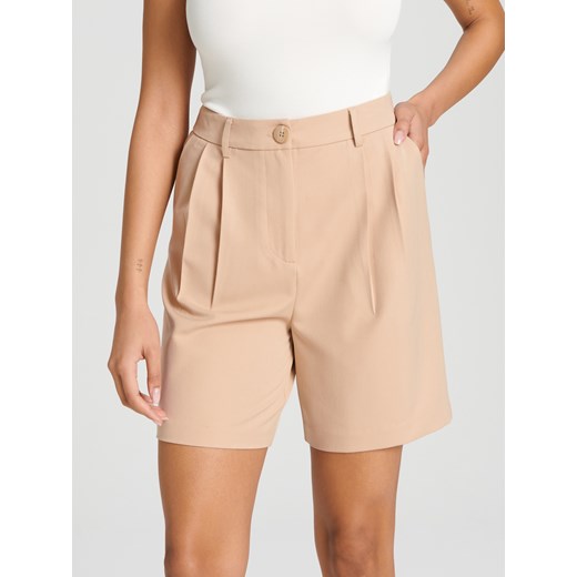 Sinsay - Szorty z wysokim stanem - kremowy Sinsay XS Sinsay