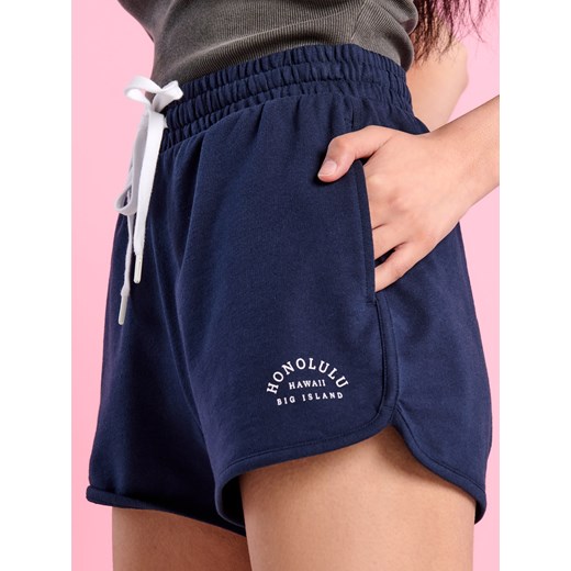 Sinsay - Szorty z nadrukiem - granatowy Sinsay XXS Sinsay