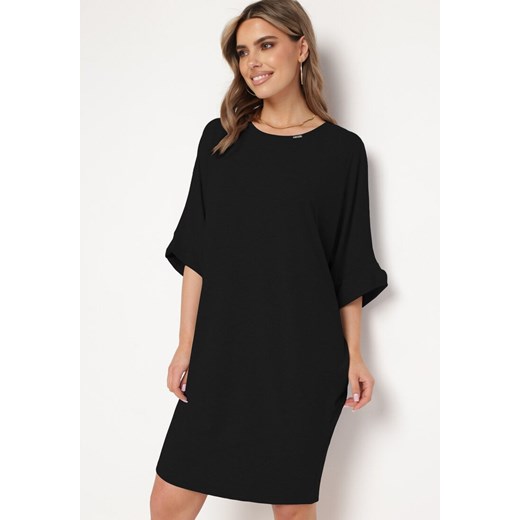 Czarna Wiskozowa Sukienka w Stylu T-shirt z Krótkim Rękawem Fianessa ze sklepu Born2be Odzież w kategorii Sukienki - zdjęcie 172142319