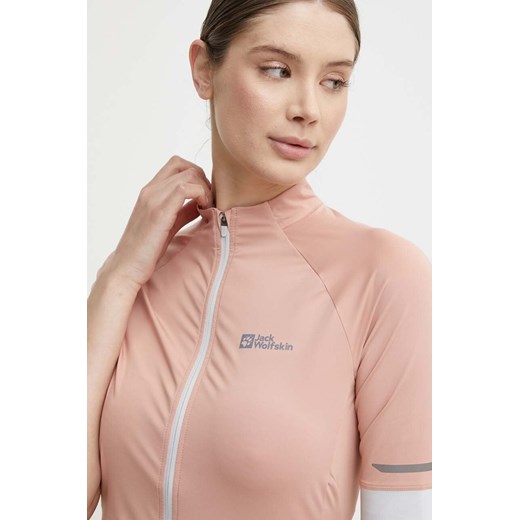 Jack Wolfskin t-shirt rowerowy Gravex kolor różowy z półgolfem ze sklepu ANSWEAR.com w kategorii Bluzki damskie - zdjęcie 172143086