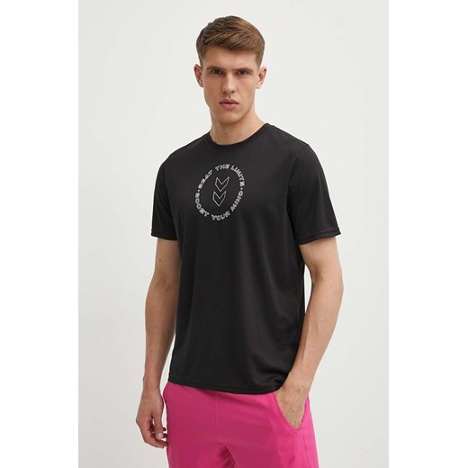 Hummel t-shirt treningowy Boost kolor czarny z nadrukiem 223838 ze sklepu ANSWEAR.com w kategorii T-shirty męskie - zdjęcie 172144036