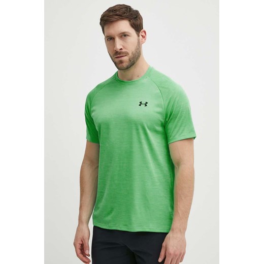 Under Armour t-shirt treningowy Tech Textured kolor zielony melanżowy ze sklepu ANSWEAR.com w kategorii T-shirty męskie - zdjęcie 172144196