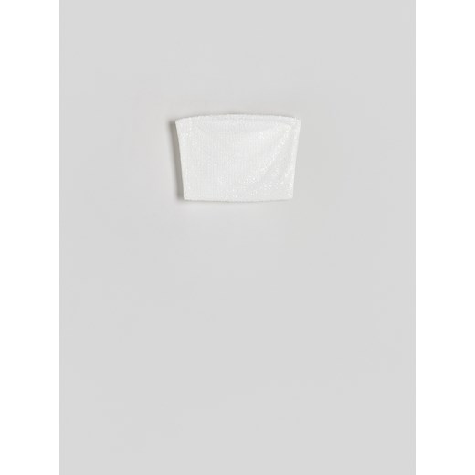 Reserved - Top bandeau z cekinami - złamana biel ze sklepu Reserved w kategorii Bluzki damskie - zdjęcie 172145979