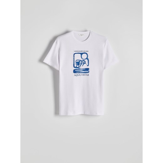 Reserved - T-shirt regular z nadrukiem - biały ze sklepu Reserved w kategorii T-shirty męskie - zdjęcie 172146259