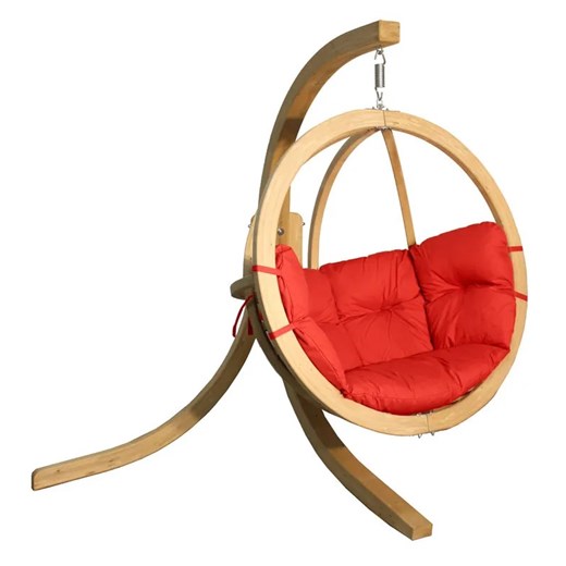 Okrągły czerwony fotel ogrodowy - Parys 2X Elior One Size Edinos.pl