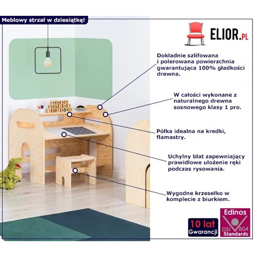 Małe drewniane biurko dla przedszkolaka - Polly Elior One Size Edinos.pl