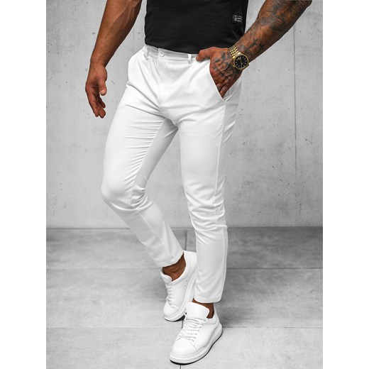 Spodnie męskie chino białe OZONEE O/1411SP ze sklepu ozonee.pl w kategorii Spodnie męskie - zdjęcie 172149057