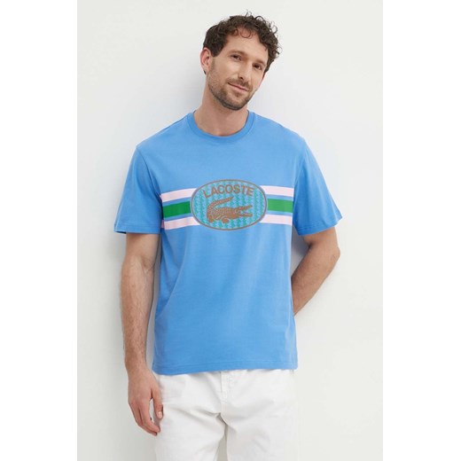 Lacoste t-shirt bawełniany kolor niebieski z nadrukiem ze sklepu ANSWEAR.com w kategorii T-shirty męskie - zdjęcie 172152469