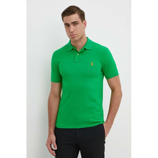 Polo Ralph Lauren polo bawełniane kolor zielony ze sklepu ANSWEAR.com w kategorii T-shirty męskie - zdjęcie 172152509
