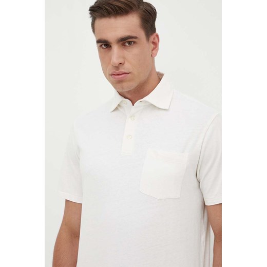 Polo Ralph Lauren polo z domieszką lnu kolor biały gładki ze sklepu ANSWEAR.com w kategorii T-shirty męskie - zdjęcie 172152545