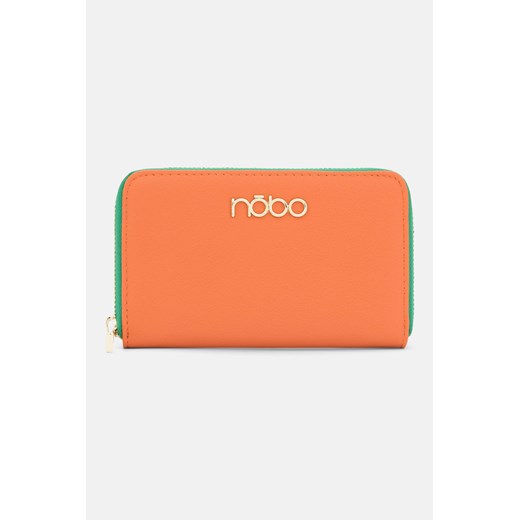 Pomarańczowy portfel Nobo z zielonym suwakiem Nobo One size promocyjna cena NOBOBAGS.COM
