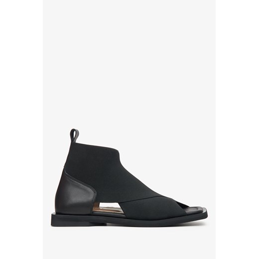 Estro: Czarne sandały damskie z miękkimi paskami na krzyż ze sklepu Estro w kategorii Botki - zdjęcie 172153949
