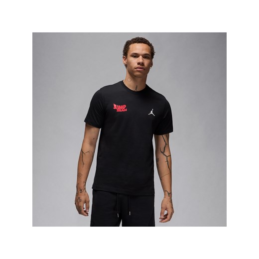 T-shirt męski czarny Jordan z krótkimi rękawami na lato 