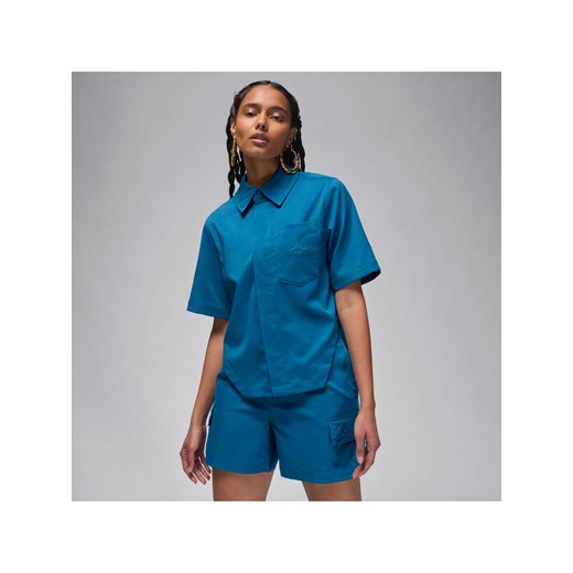 Damska koszulka o skróconym kroju z tkaniny Jordan - Niebieski ze sklepu Nike poland w kategorii Bluzki damskie - zdjęcie 172155628