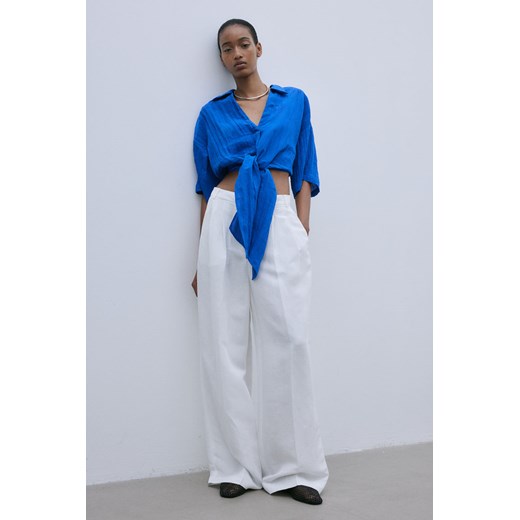 H & M - Bluzka z wiązanym detalem - Niebieski ze sklepu H&M w kategorii Bluzki damskie - zdjęcie 172155748